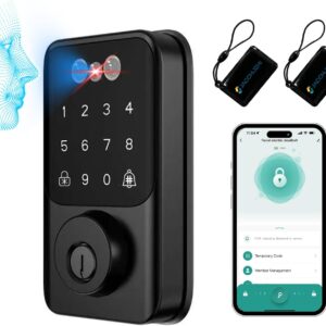 3D Face Recognition Door Lock,Keyless Entry Smart Deadbolt Lock for Front Door, Electronic Digital Keypad, Tuya App Control,One-Time Code,Auto-Lock,IP54 Waterproof