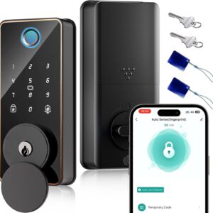 Fingerprint Door Lock, Smart Fingerprint Door Knob with Lock, Matte Black